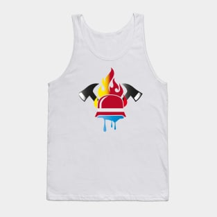 Firefighter helmet and fire ax Tank Top